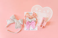 February 24 Pink Crinkle Whimsy Bow Pigtail Set