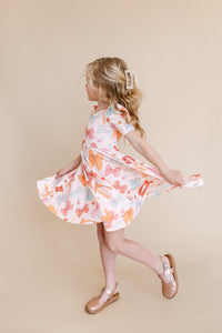 Bow Puffed Sleeve Spin Dress