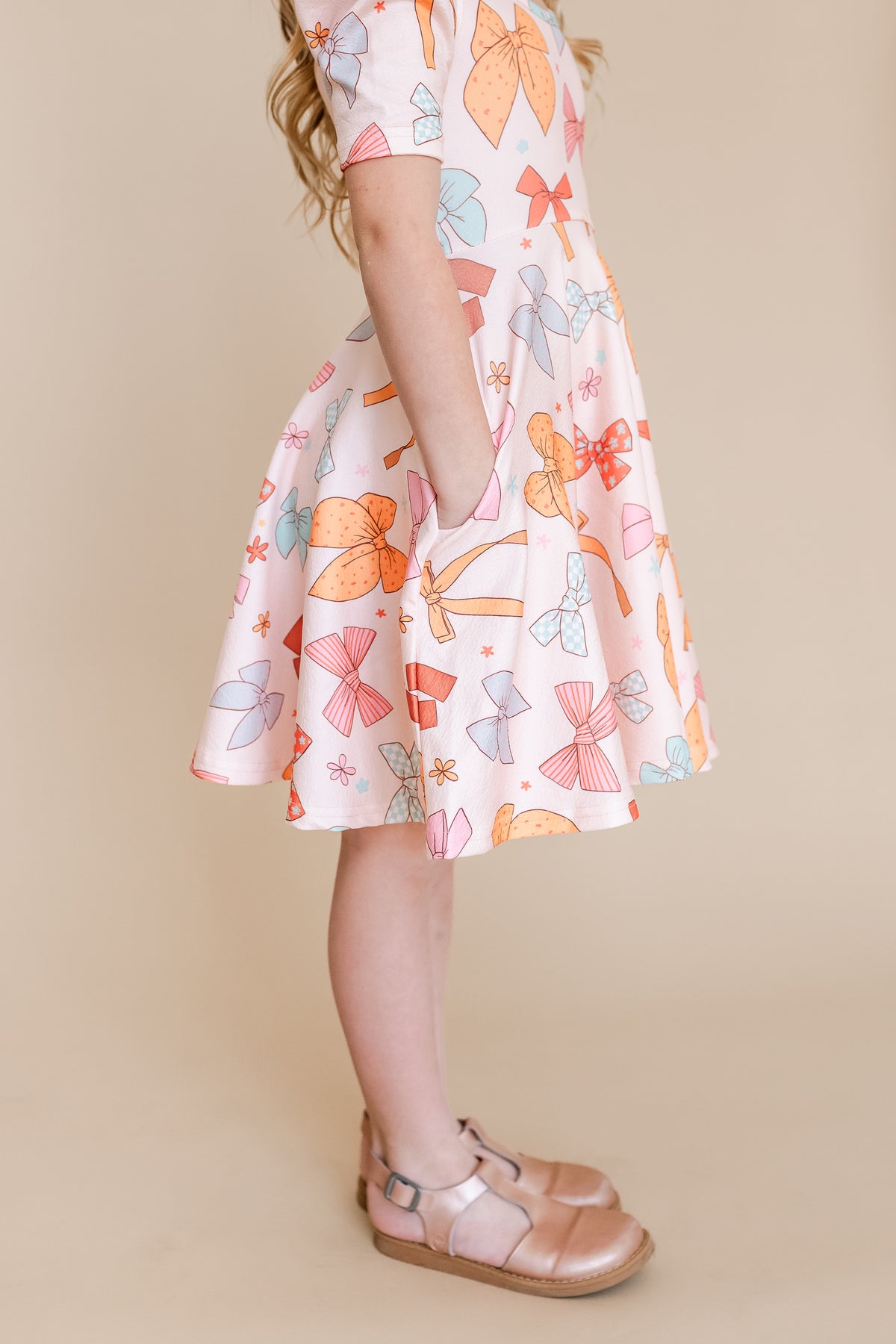 Bow Puffed Sleeve Spin Dress