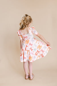 Bow Puffed Sleeve Spin Dress