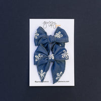 Denim and Daisy Whimsy Pigtail Set