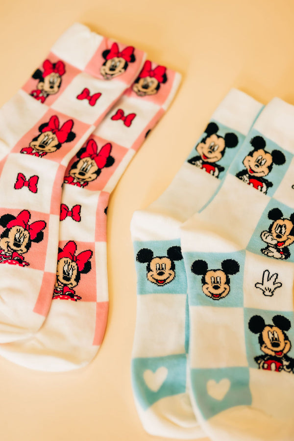 Pink Mouse Checker Socks
