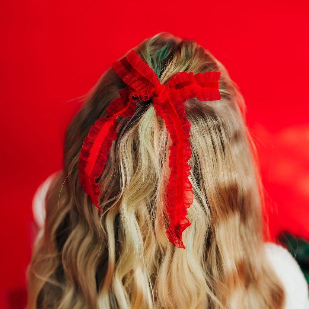 Crimson Ruffle Ribbon Extra Bow