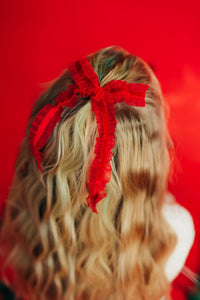 Crimson Ruffle Ribbon Extra Bow