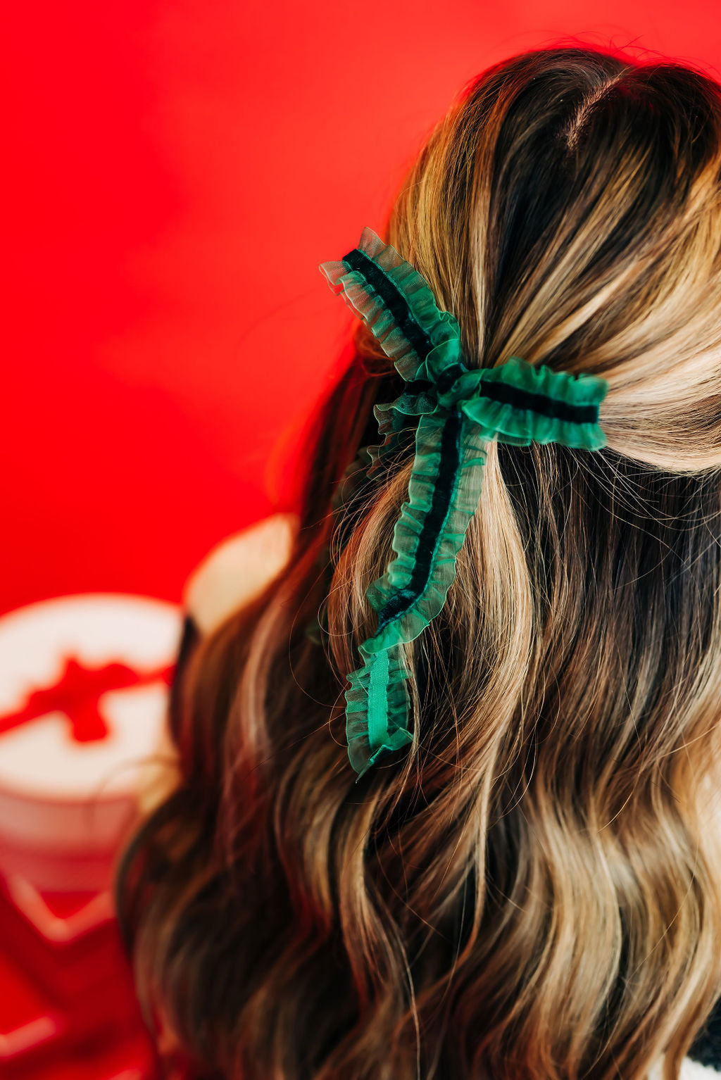 Evergreen Ruffle Ribbon Extra Bow