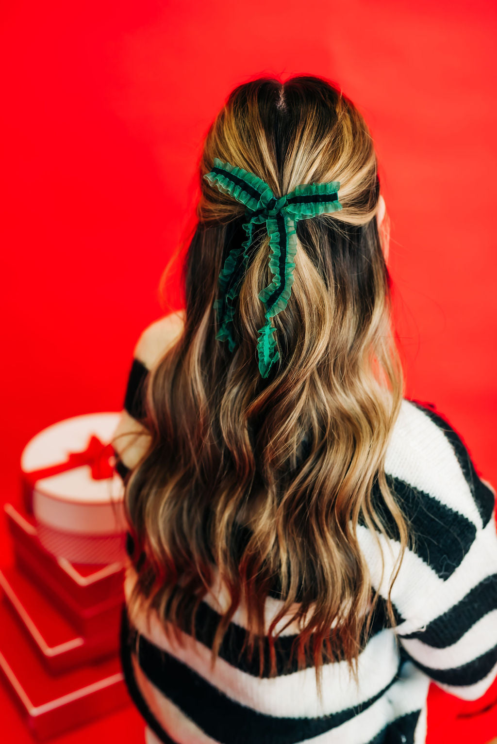 Evergreen Ruffle Ribbon Extra Bow