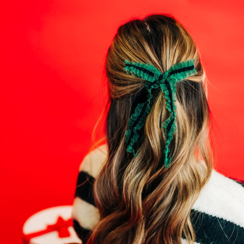 Evergreen Ruffle Ribbon Extra Bow