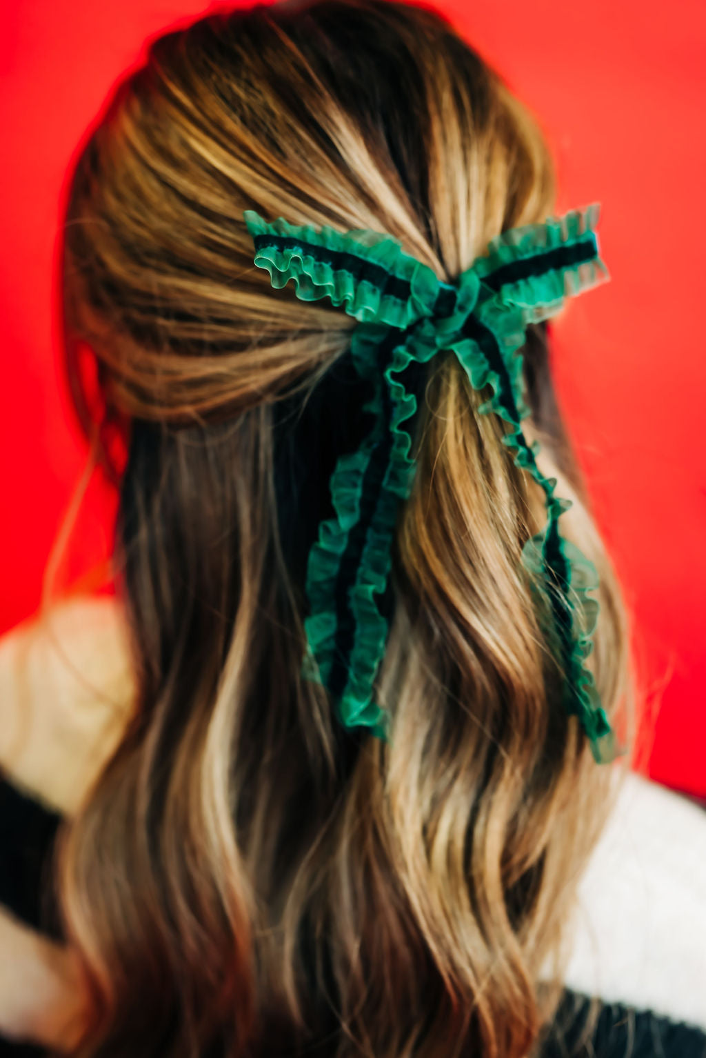 Evergreen Ruffle Ribbon Extra Bow