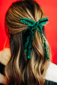 Evergreen Ruffle Ribbon Extra Bow