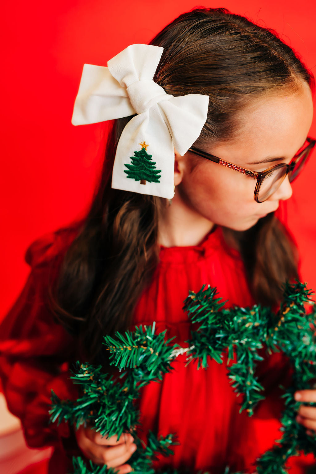 Christmas Tree Embroidered Bow | Christmas 24 Collection