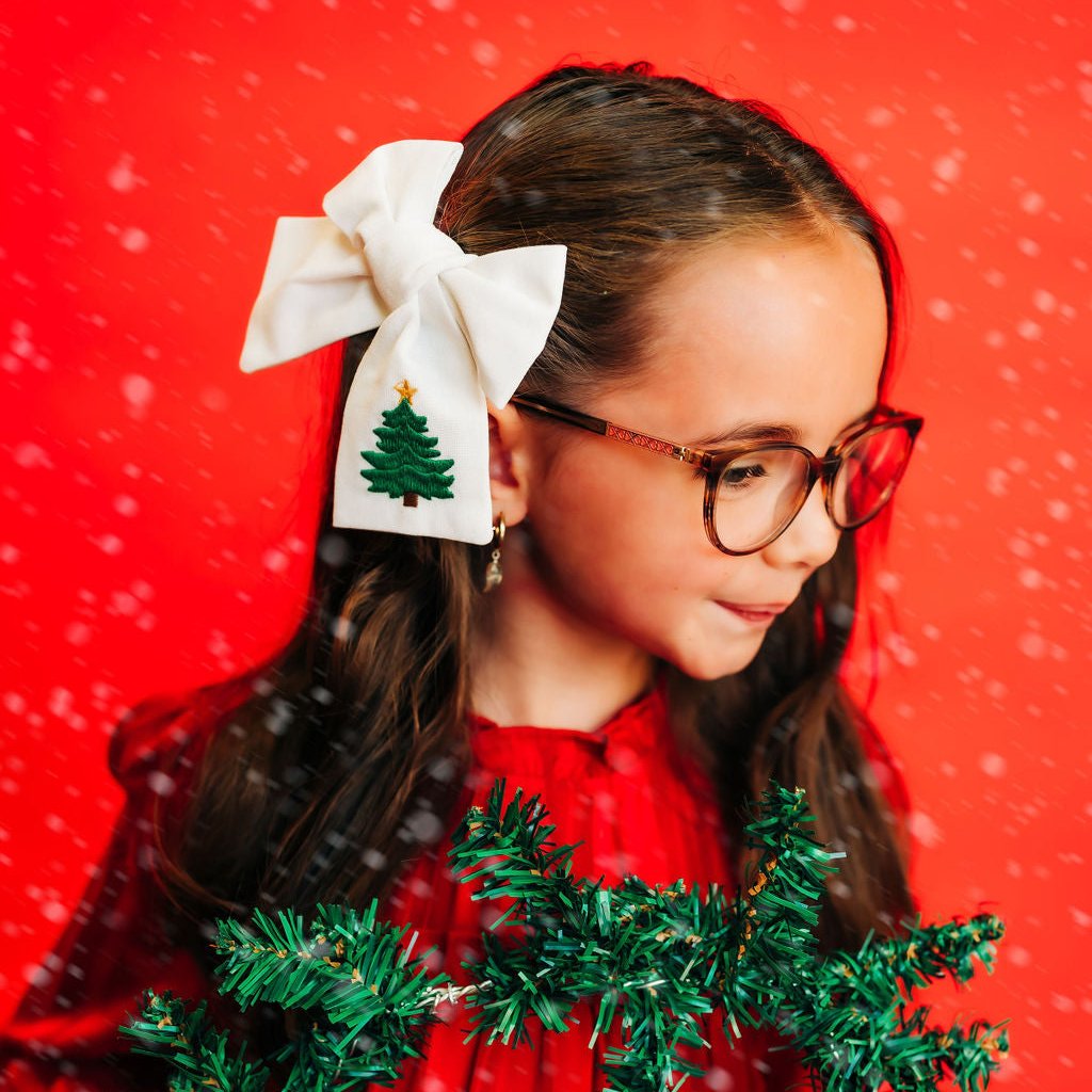 Christmas Tree Embroidered Bow | Christmas 24 Collection