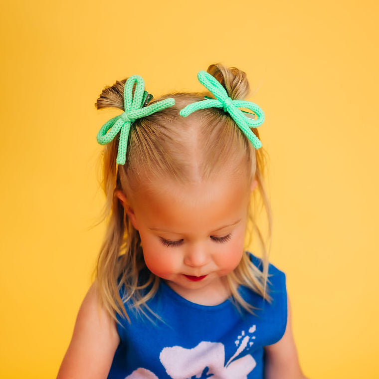 Chartreuse Knit Pigtail Set