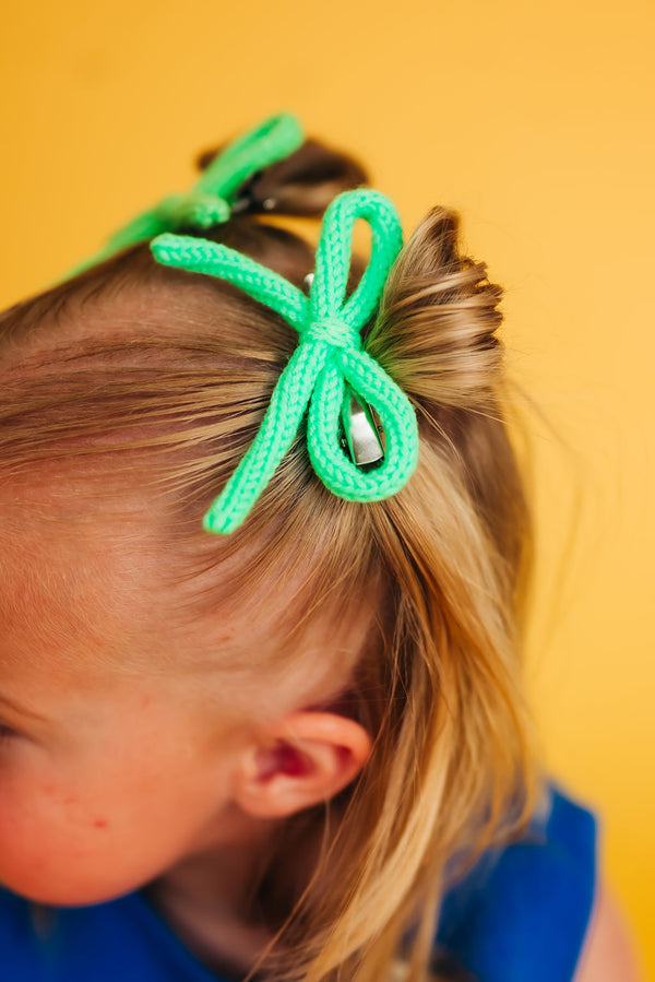 Chartreuse Knit Pigtail Set