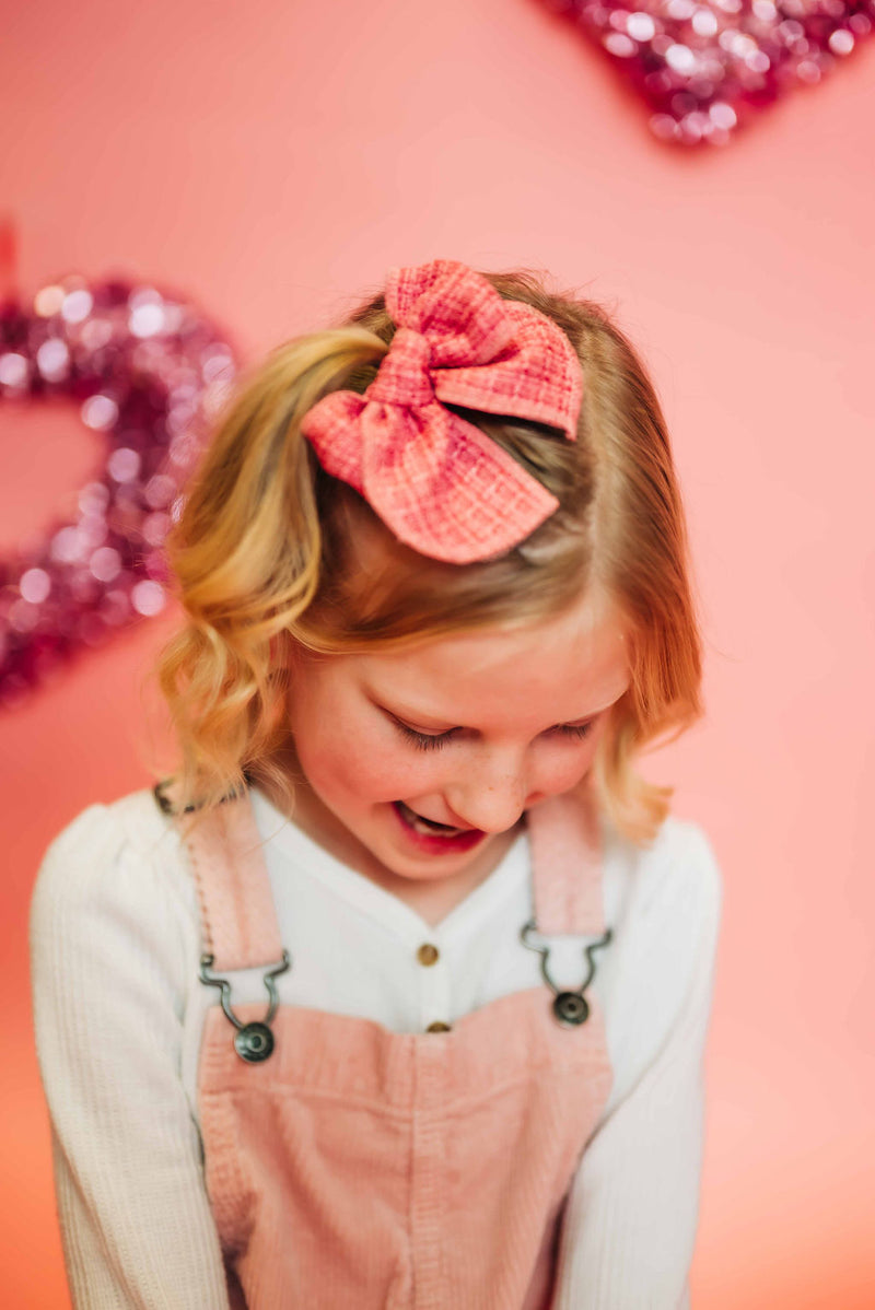 Pink Tweed Whimsy Pigtail Set