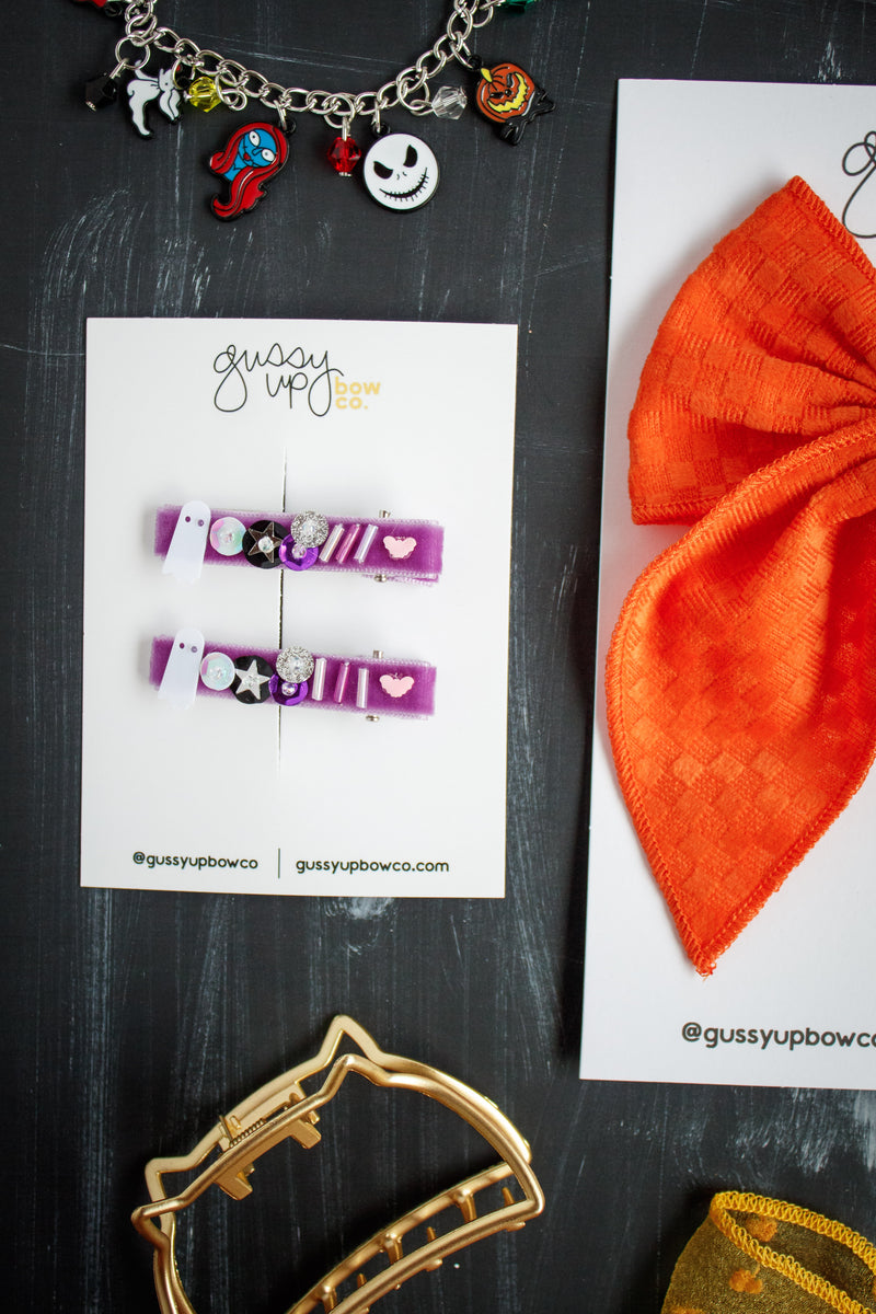 Orange Velvet Checker | Whimsy Bow | Halloween 24 Collection