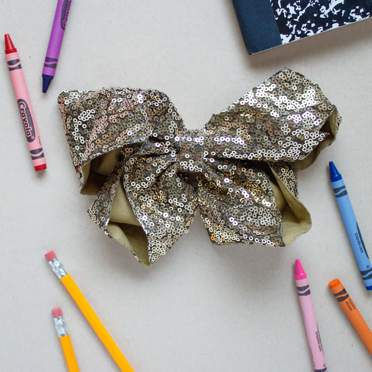 Gold Sequin Large Glam Bow | Back to School 24 Collection