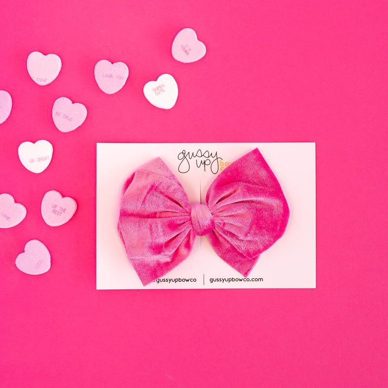 Bright Pink Velvet | Bubble Bow