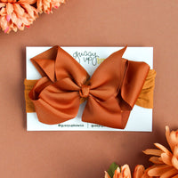 Burnt Orange Glam Bow Head Wrap