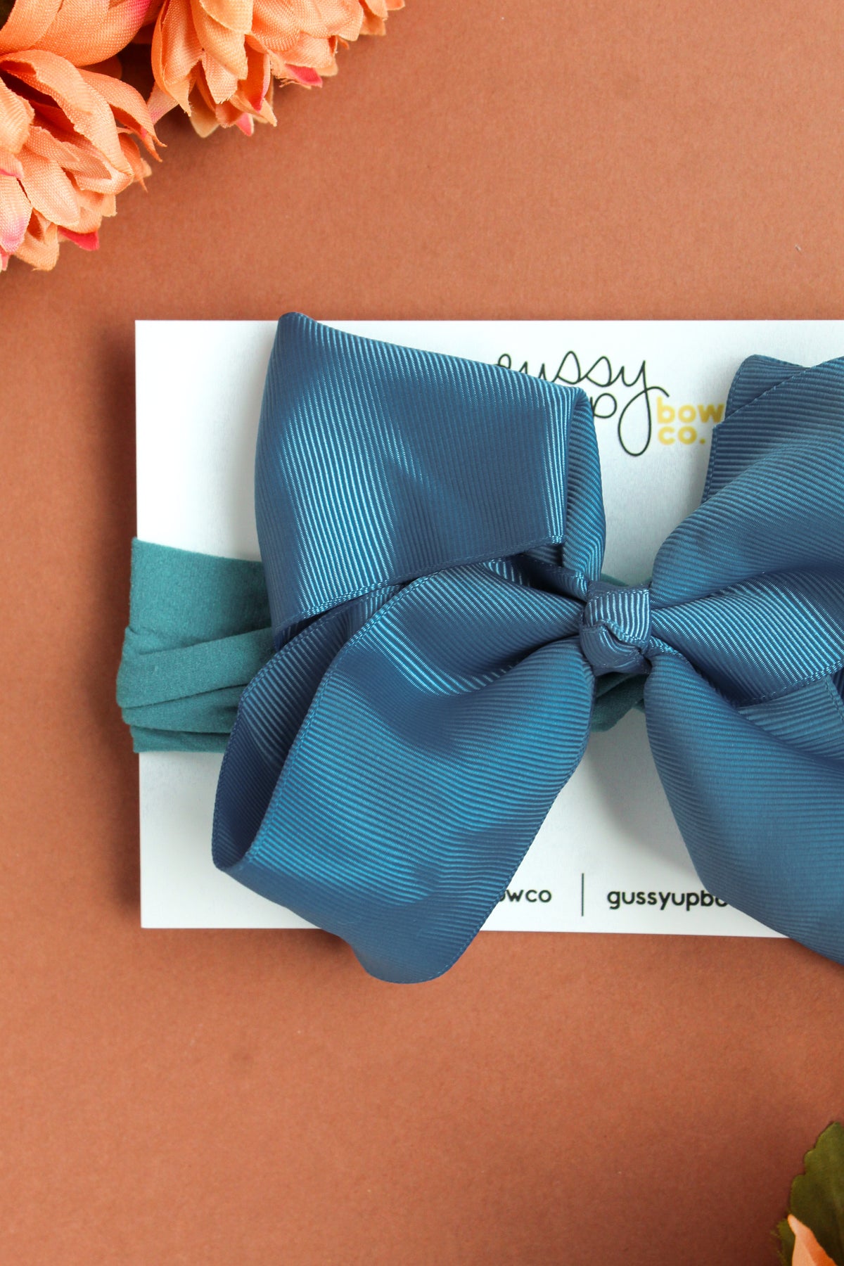 Saphire Blue Glam Bow Head Wrap