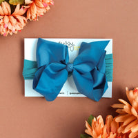 Saphire Blue Glam Bow Head Wrap