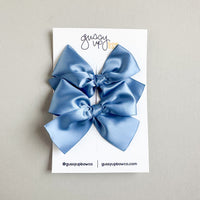 Dusty Blue Satin Pigtail Set | Back to School 24 Collection