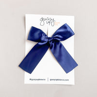 Navy Blue Satin Ribbon Ballerina Bow | Back to School 24 Collection