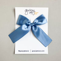 Dusty Blue Satin Ribbon Ballerina Bow | Back to School 24 Collection