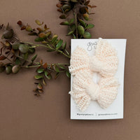 Cream Crinkle Pigtail Set