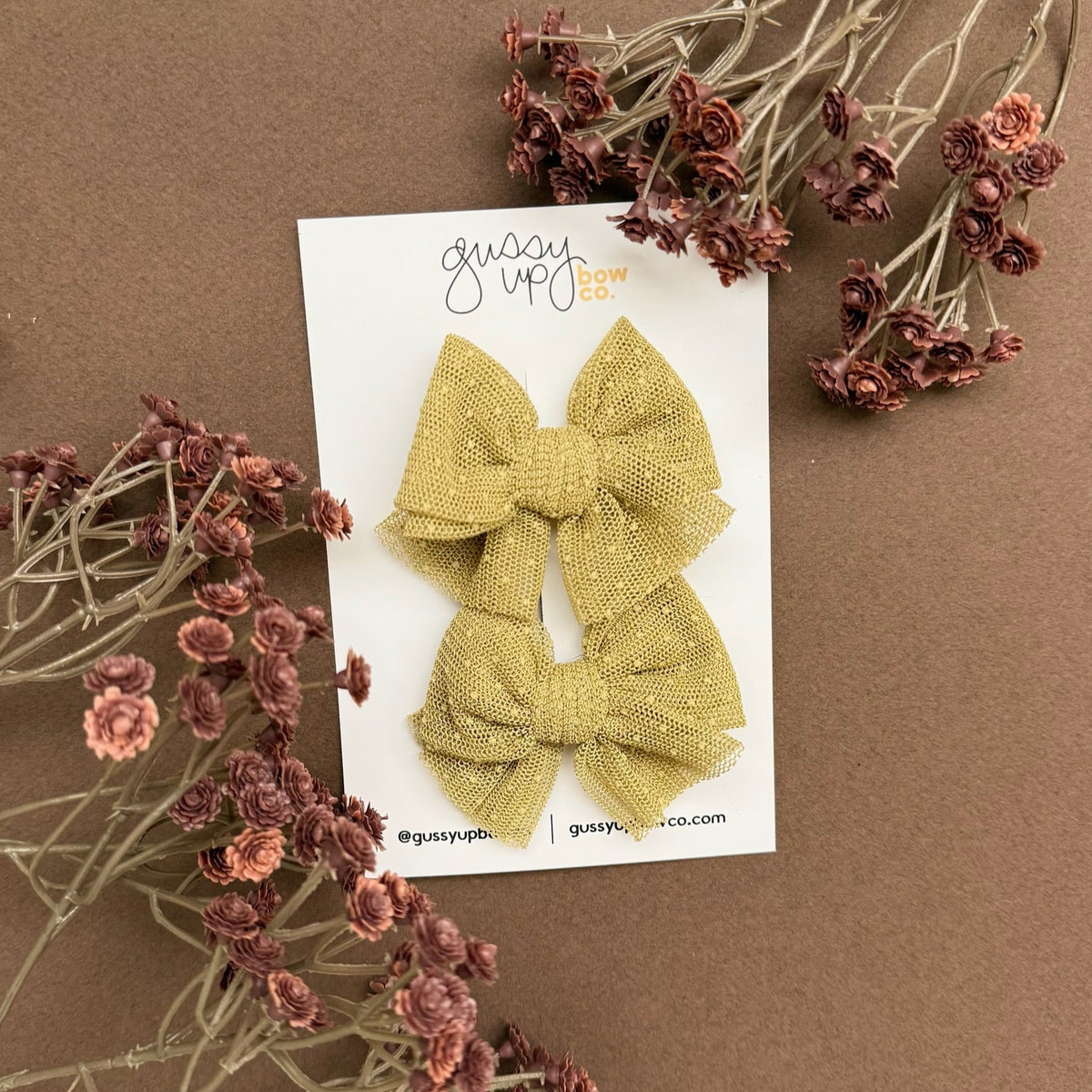 Olive Tulle Pigtail Set