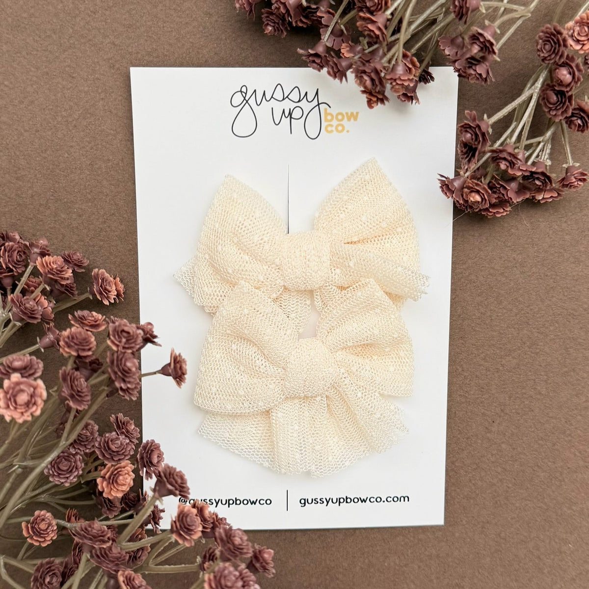 Cream Tulle Pigtail Set