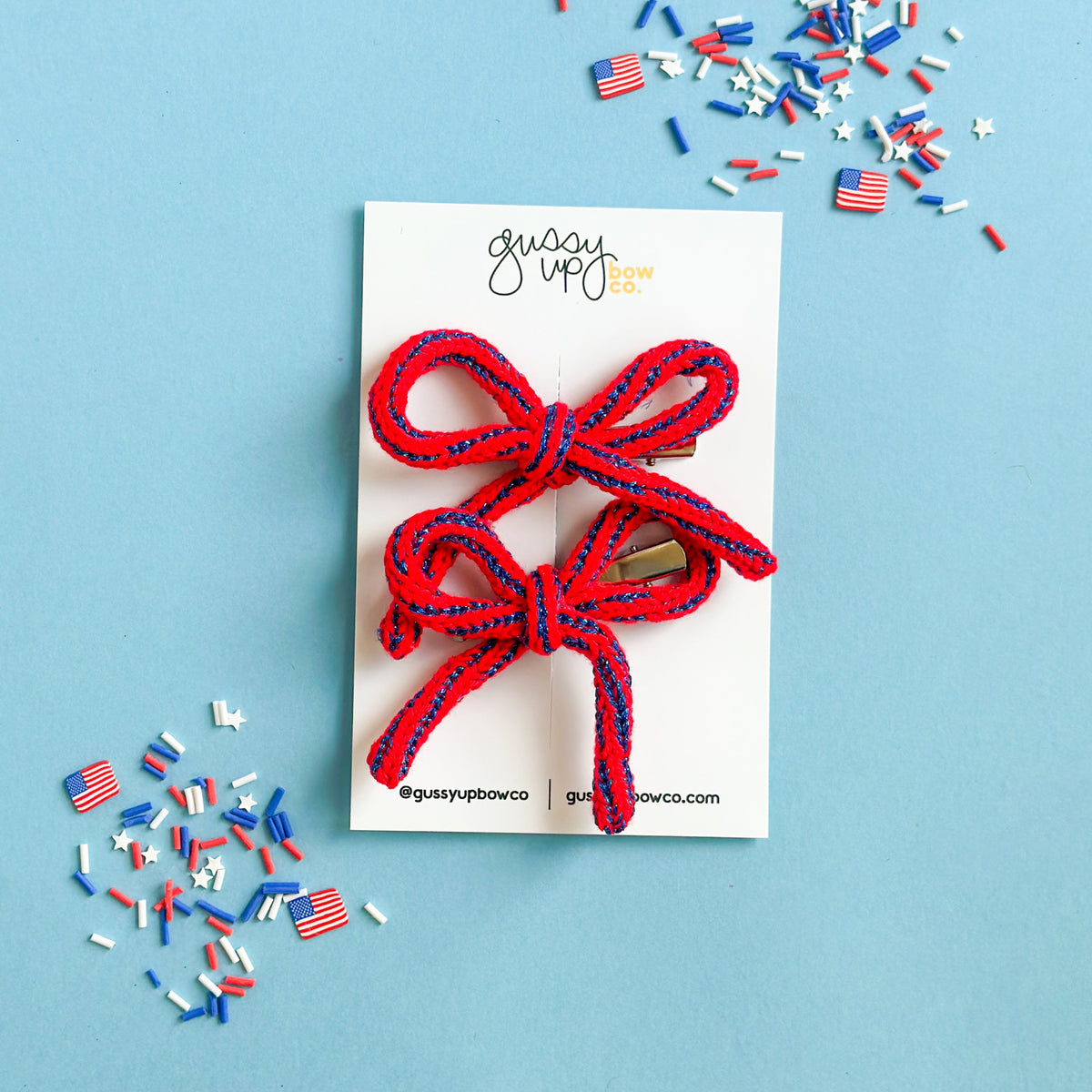 Red and Blue Knit Pigtail Set
