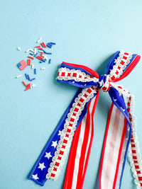 Stars and Stripes Ribbon Pigtail Set