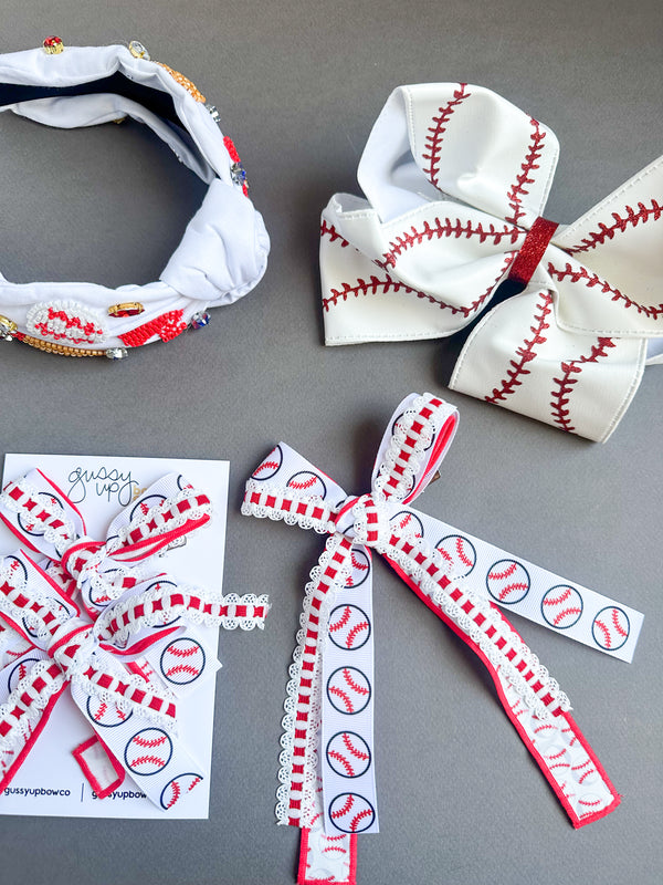 Baseball Ribbon Bow