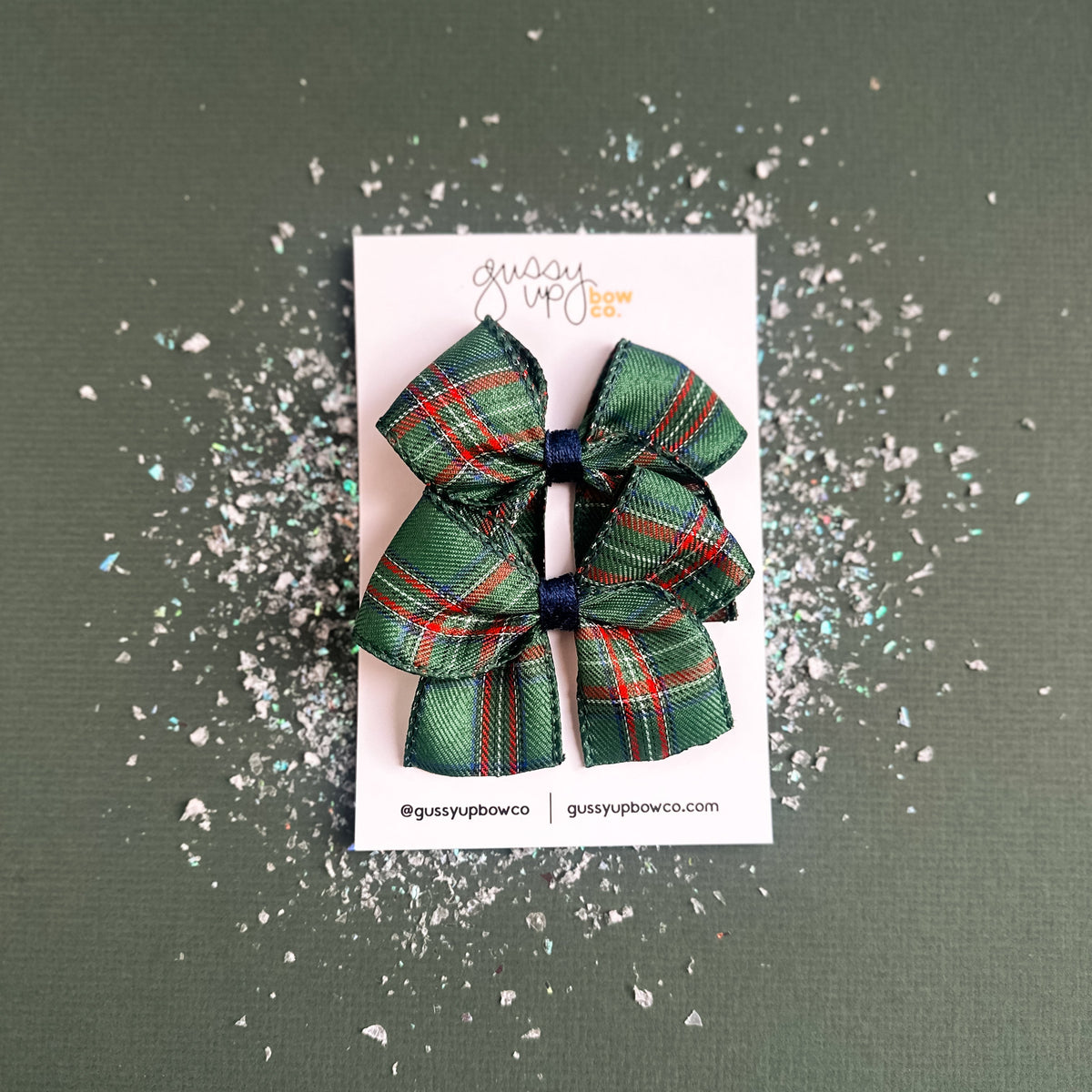 A Preppy Christmas Ribbon Bow Pigtail Set
