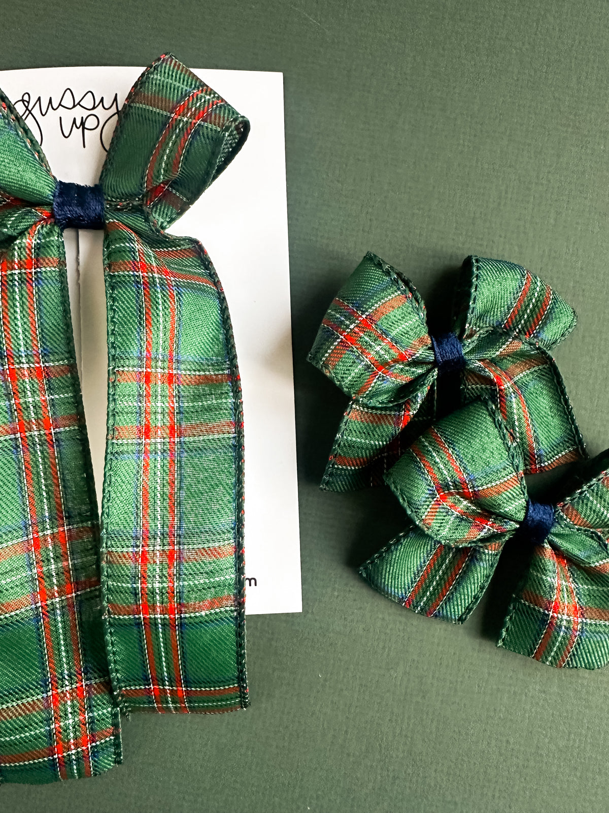 A Preppy Christmas Ribbon Bow Pigtail Set
