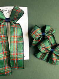 A Preppy Christmas Ribbon Bow Pigtail Set