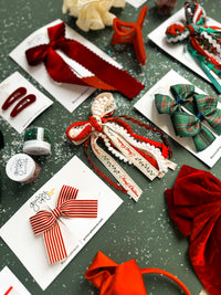 A Preppy Christmas Ribbon Bow Pigtail Set
