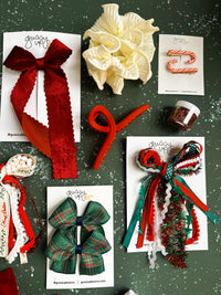 A Preppy Christmas Ribbon Bow Pigtail Set