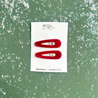 Burgundy Velvet Snap Clip Set