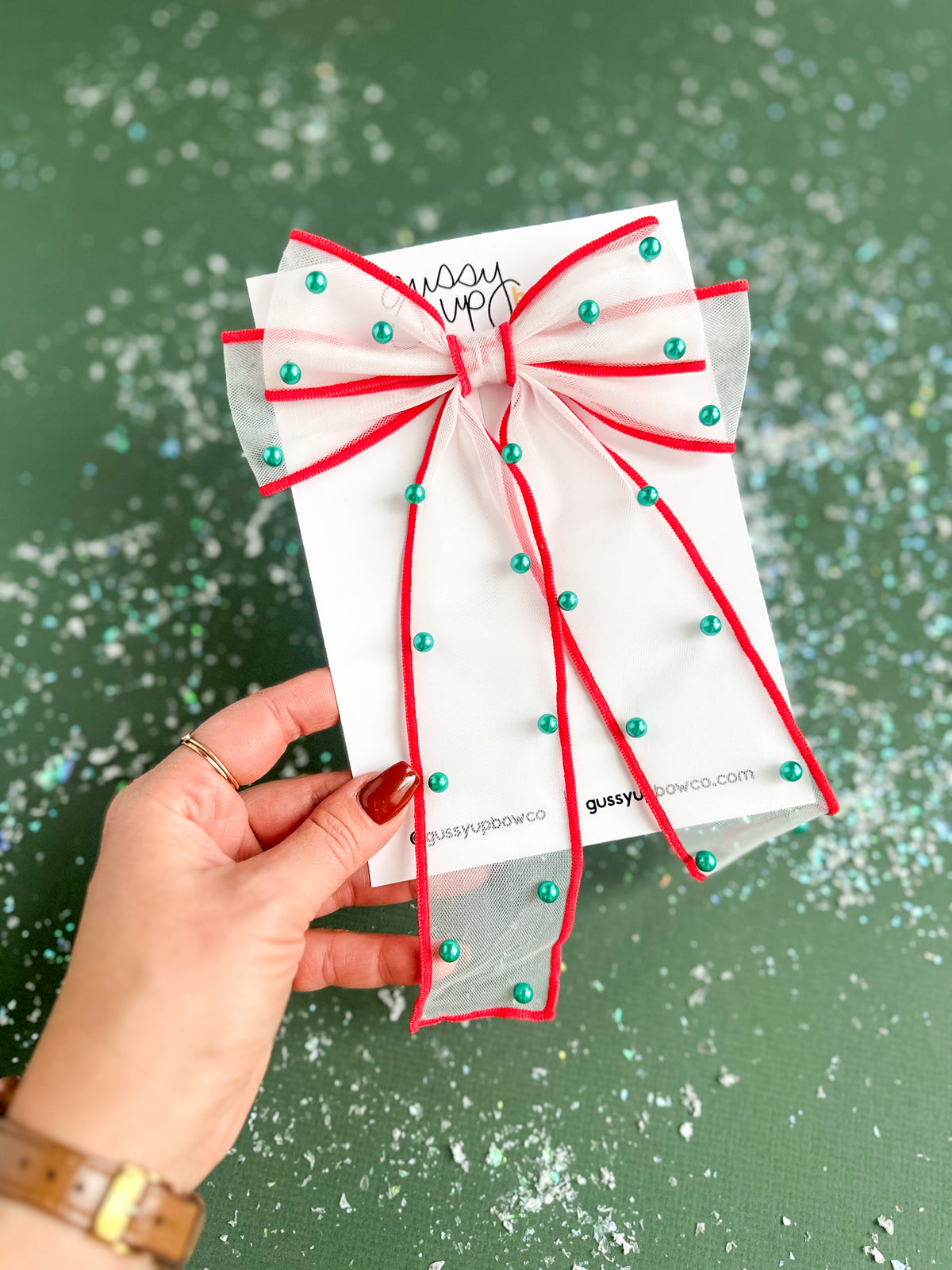 Merry and Bright Pearl Bow