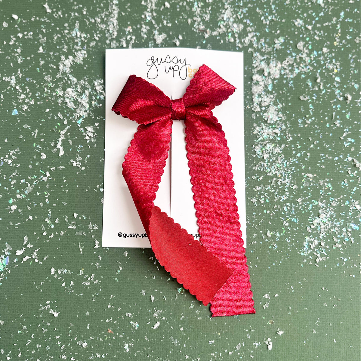 Burgundy Scallop Ribbon Bow