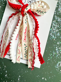 Vintage Christmas Ribbon Bow Pigtail Set