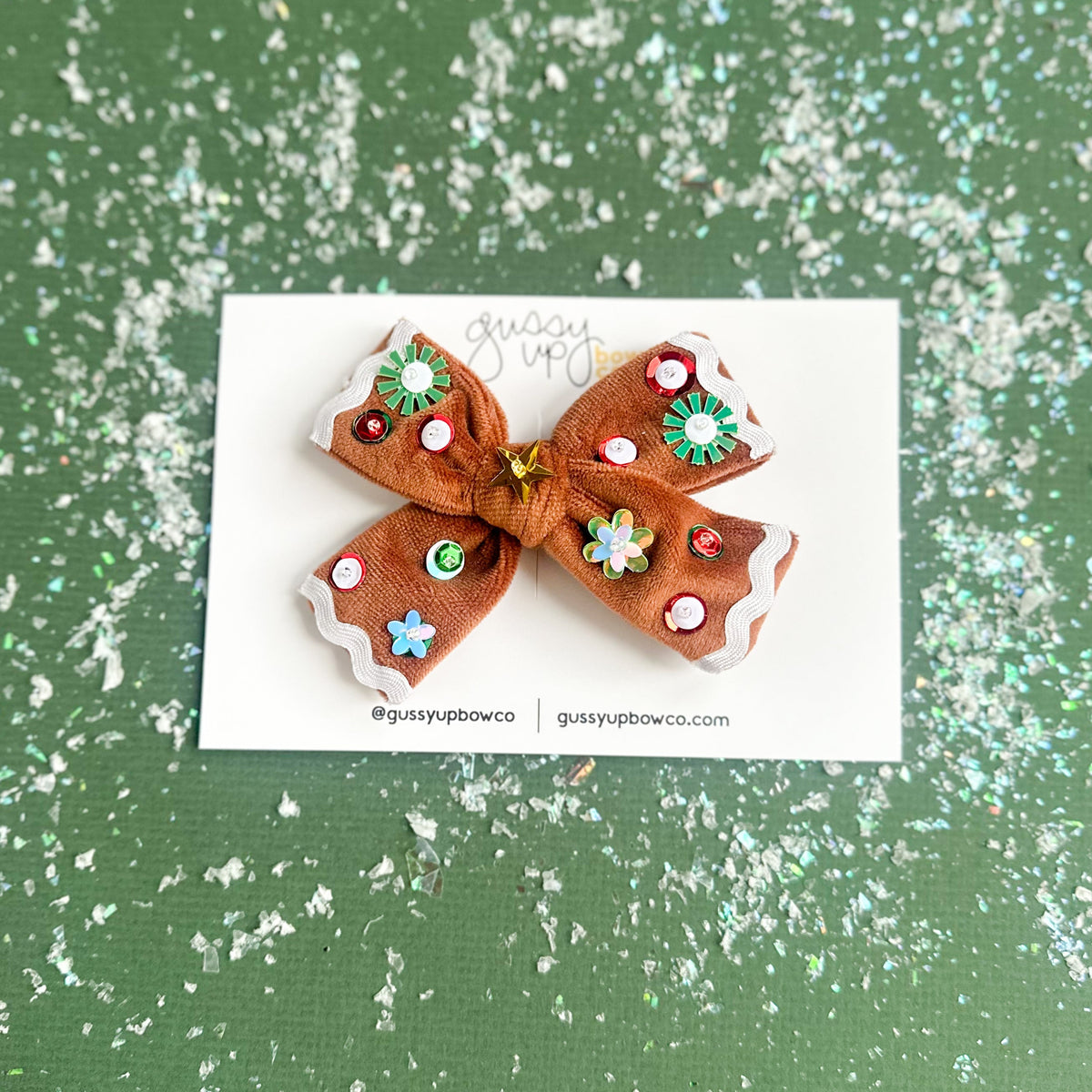 Gingerbread Sequin Bow