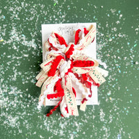 Vintage Christmas Ribbon Bow Pigtail Set