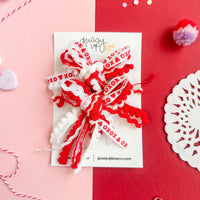 Hugs and Kisses Ribbon Bow Pigtail Set