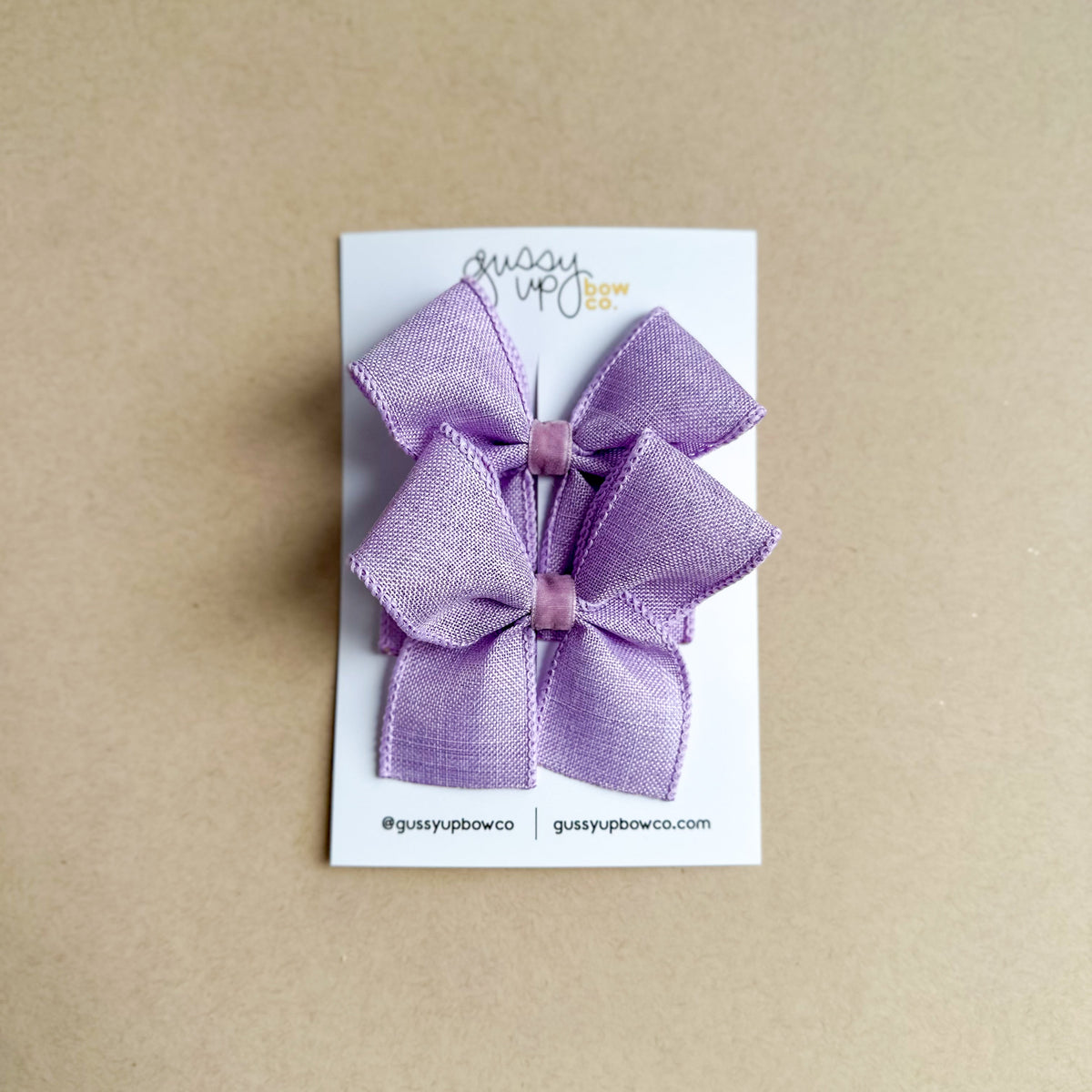 Purple Linen Ribbon Pigtail Set