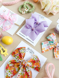 Purple Linen Ribbon Pigtail Set