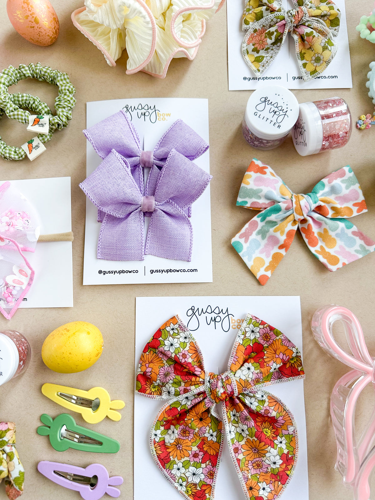 Purple Linen Ribbon Pigtail Set