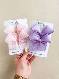 Purple Linen Ribbon Pigtail Set