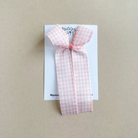 Peach Plaid Linen Ribbon Bow